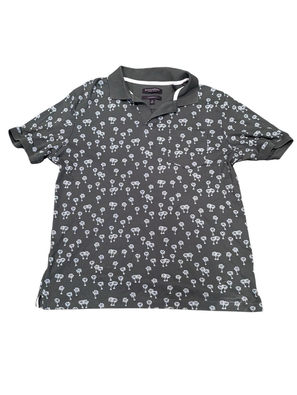 Banana Republic Dark Gray Polo with White Palm Print